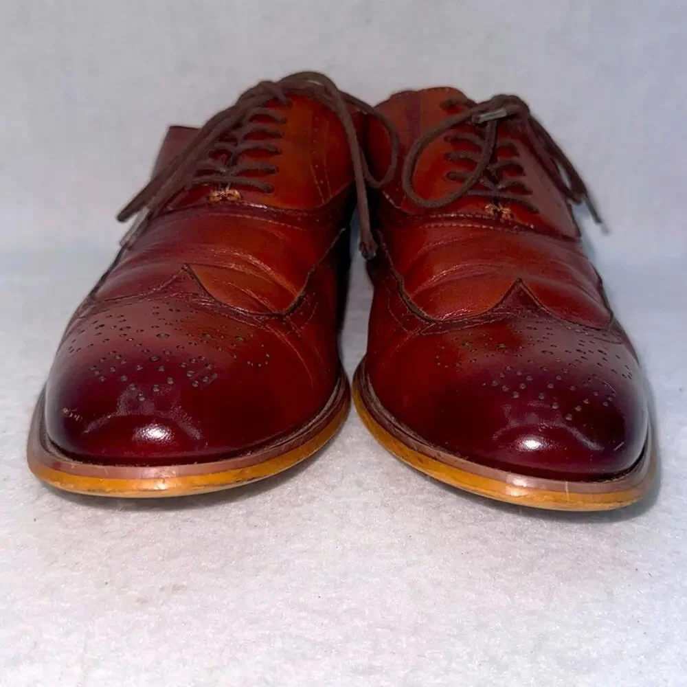 Men’s Stacy Adams Brown Leather Wingtip Oxford Dress Shoes size 9